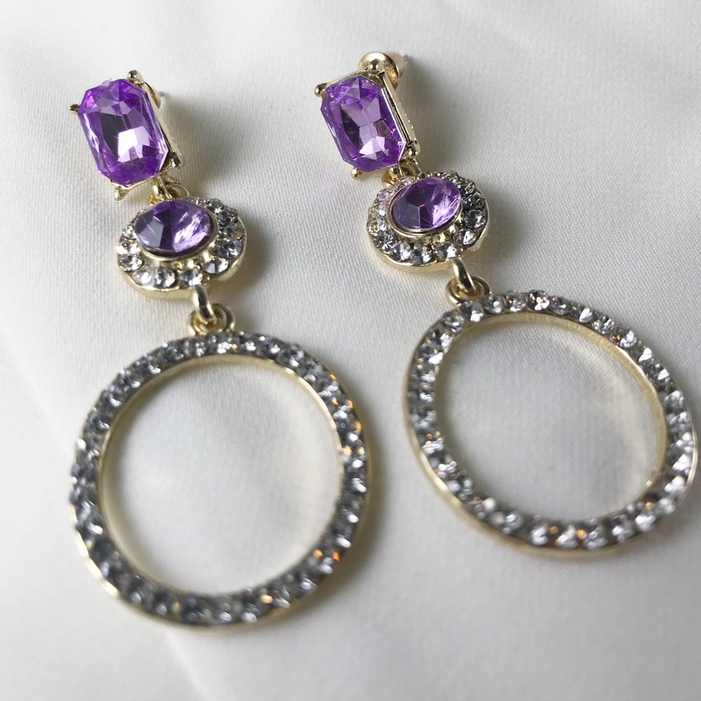 925 drop earrings with purple gem